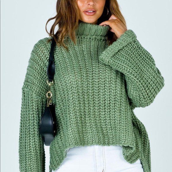 PRINCESS POLLY GREEN COW NECK KNIT SWEATER - Picture 8 of 8